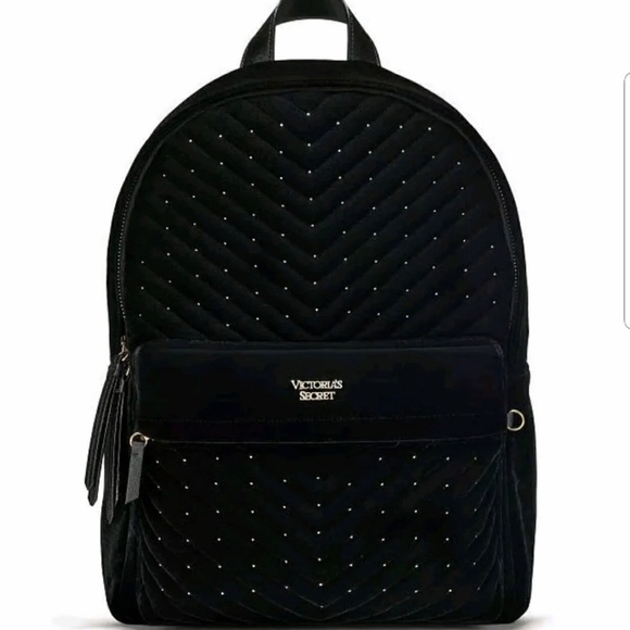victoria secret black velvet backpack